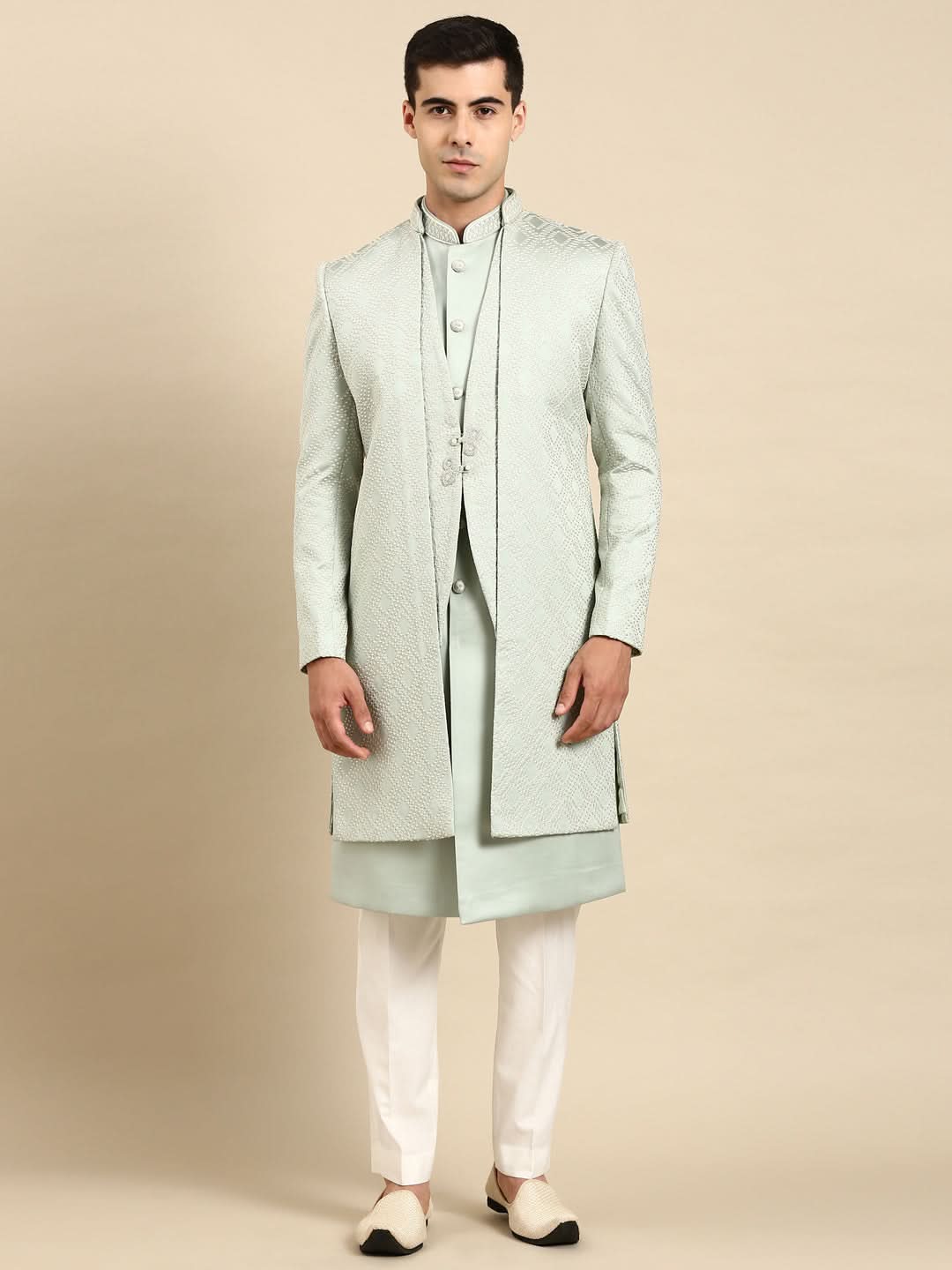 Light Green Layered  Indowestern