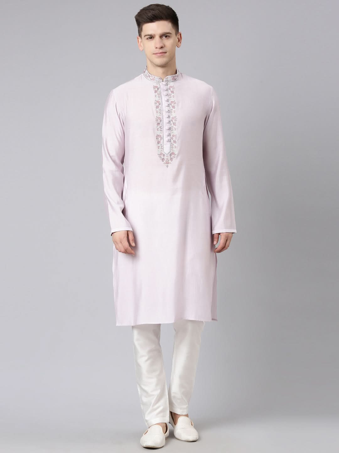 Lavender Embroidered  Kurta Set
