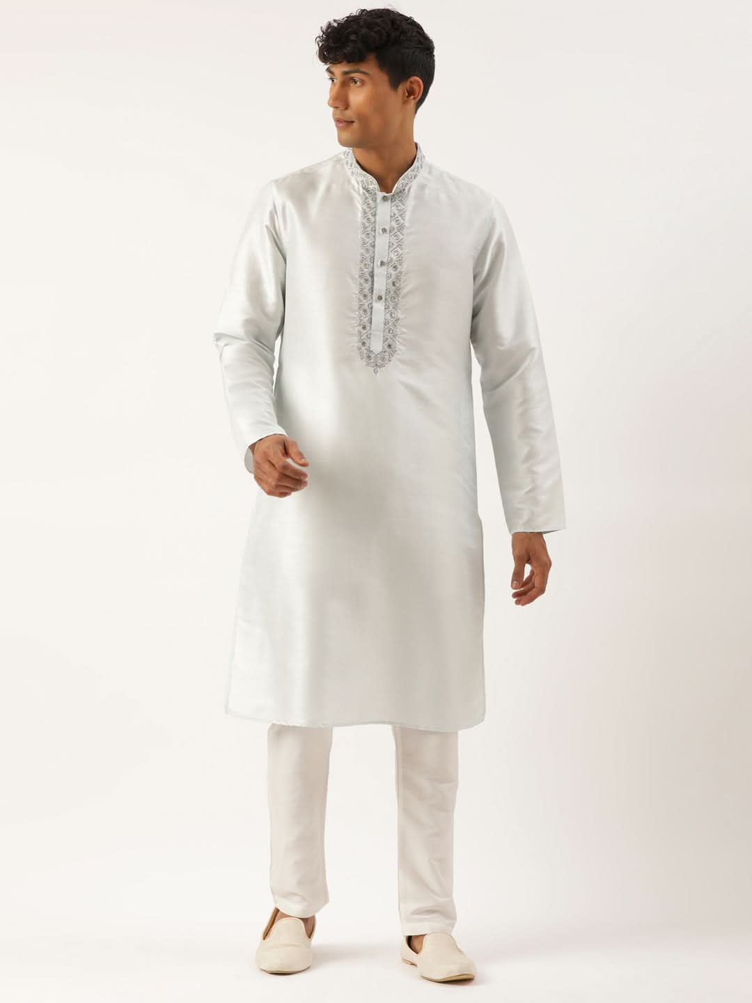 Aqua Blue Gota and Dori Embroideried Kurta Set