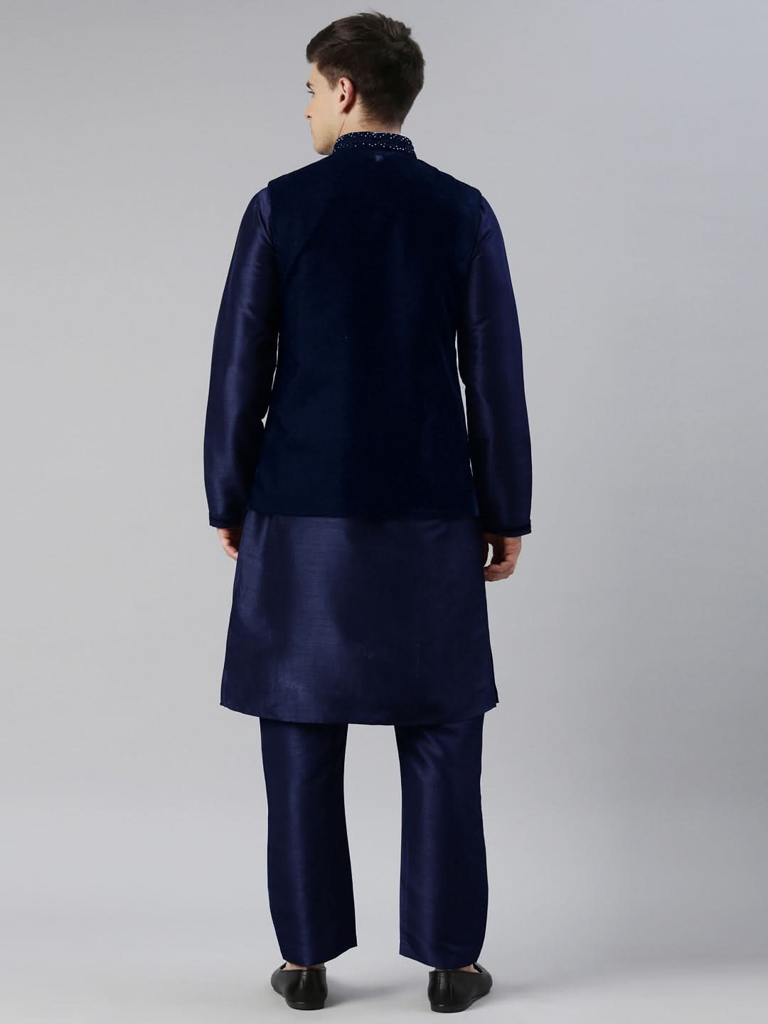 Blue Velvet Hand Embroidery Jacket Set