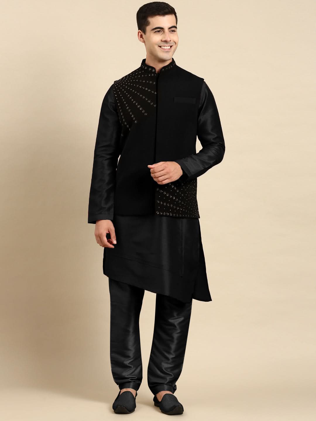 Black Jacket Kurta Set