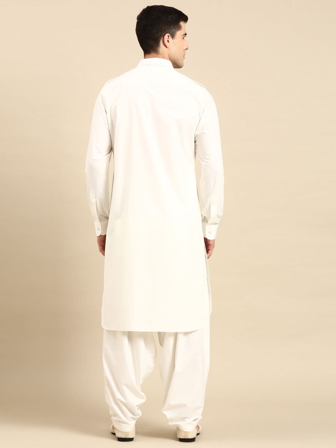 Off White fine Cotton Pathani with Salwar