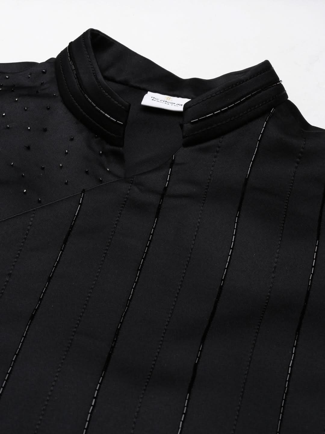 Black Angrakha Jacket Kurta Set