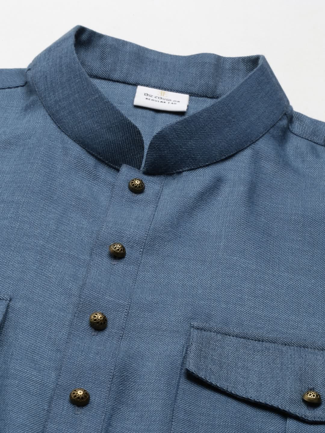 Denim Blue Cotton Short Pathani