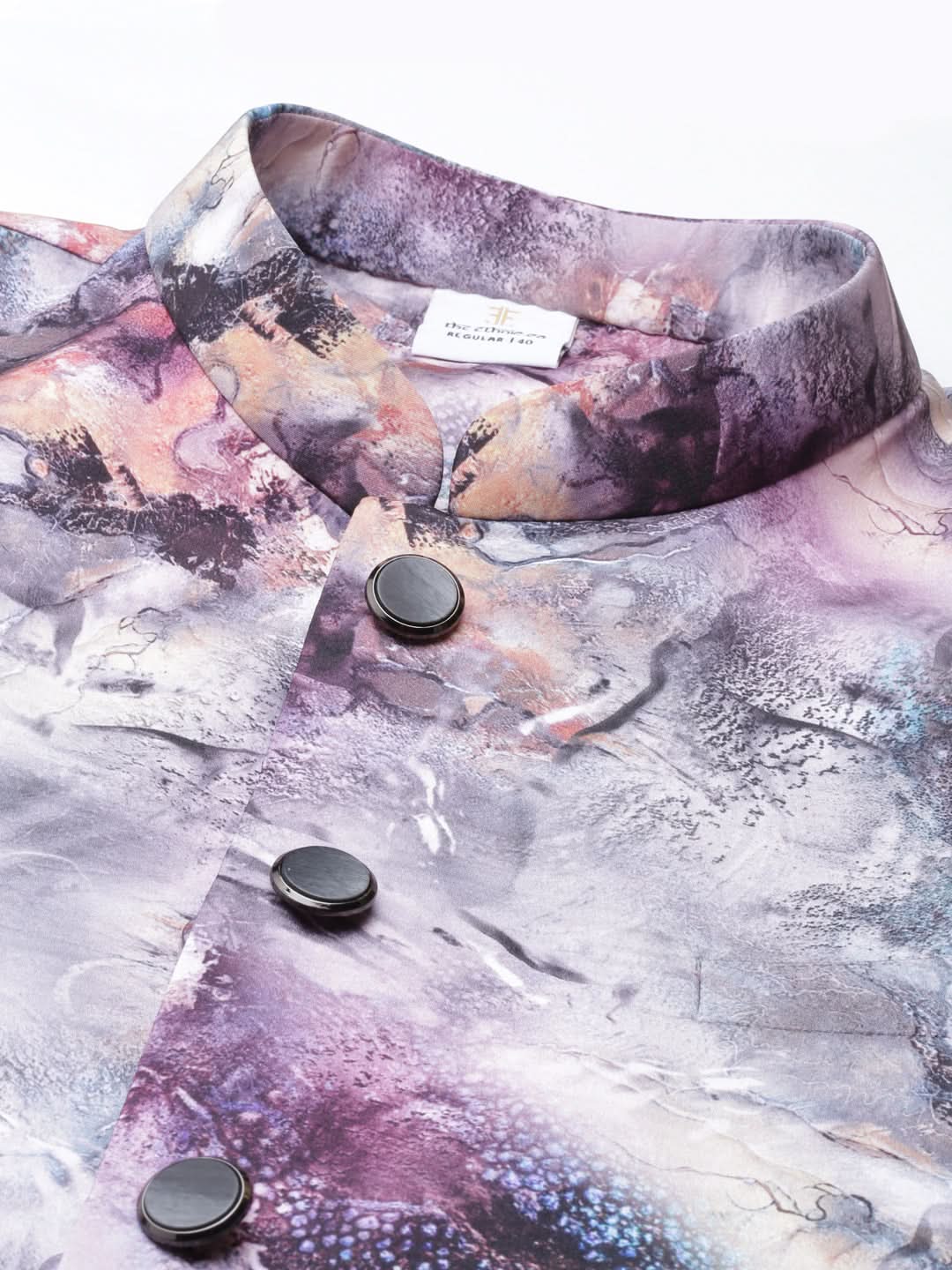 Pink Print Jacket With  Open Kurta