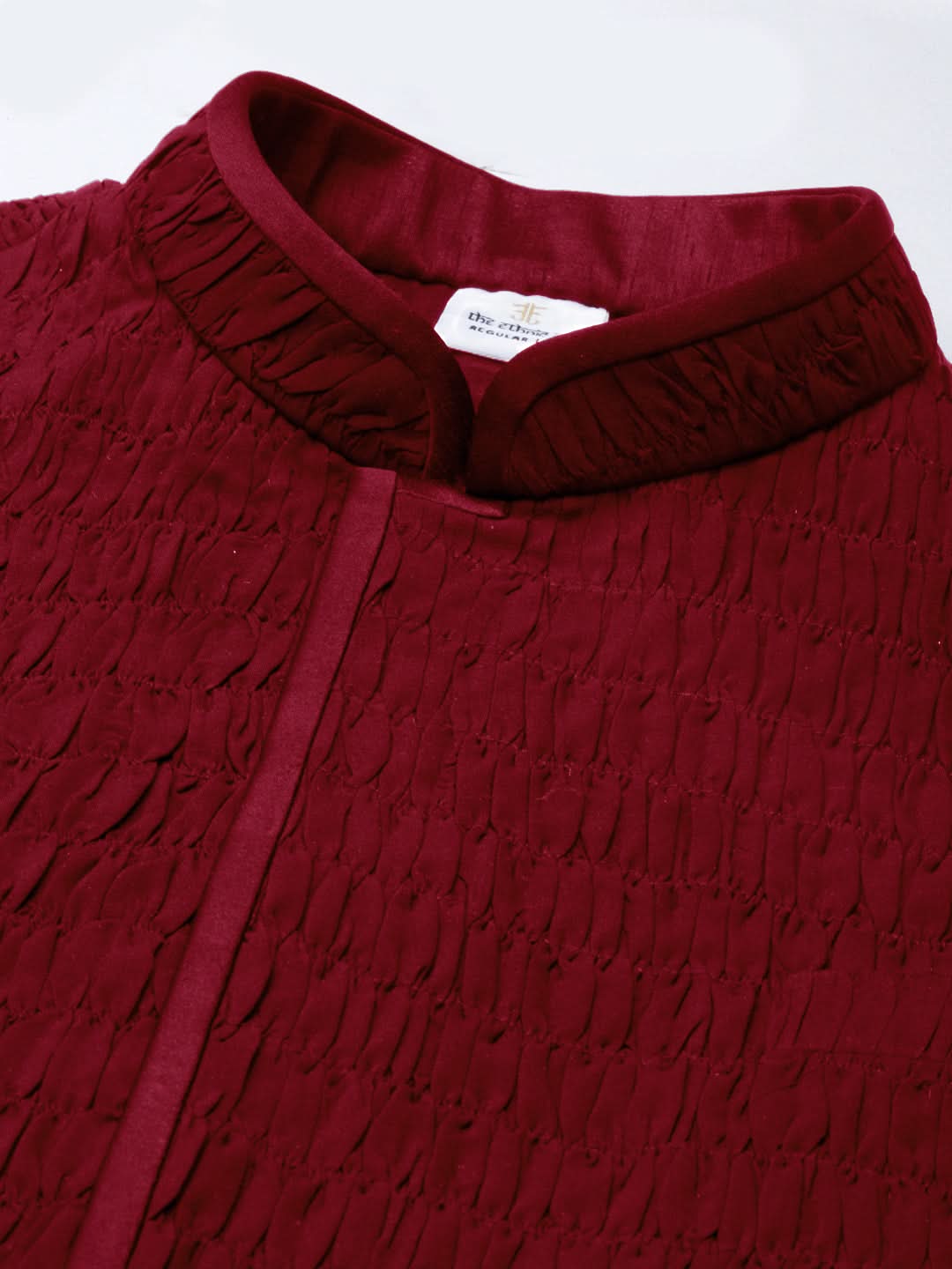 Maroon Ruching Jacket Kurta Set