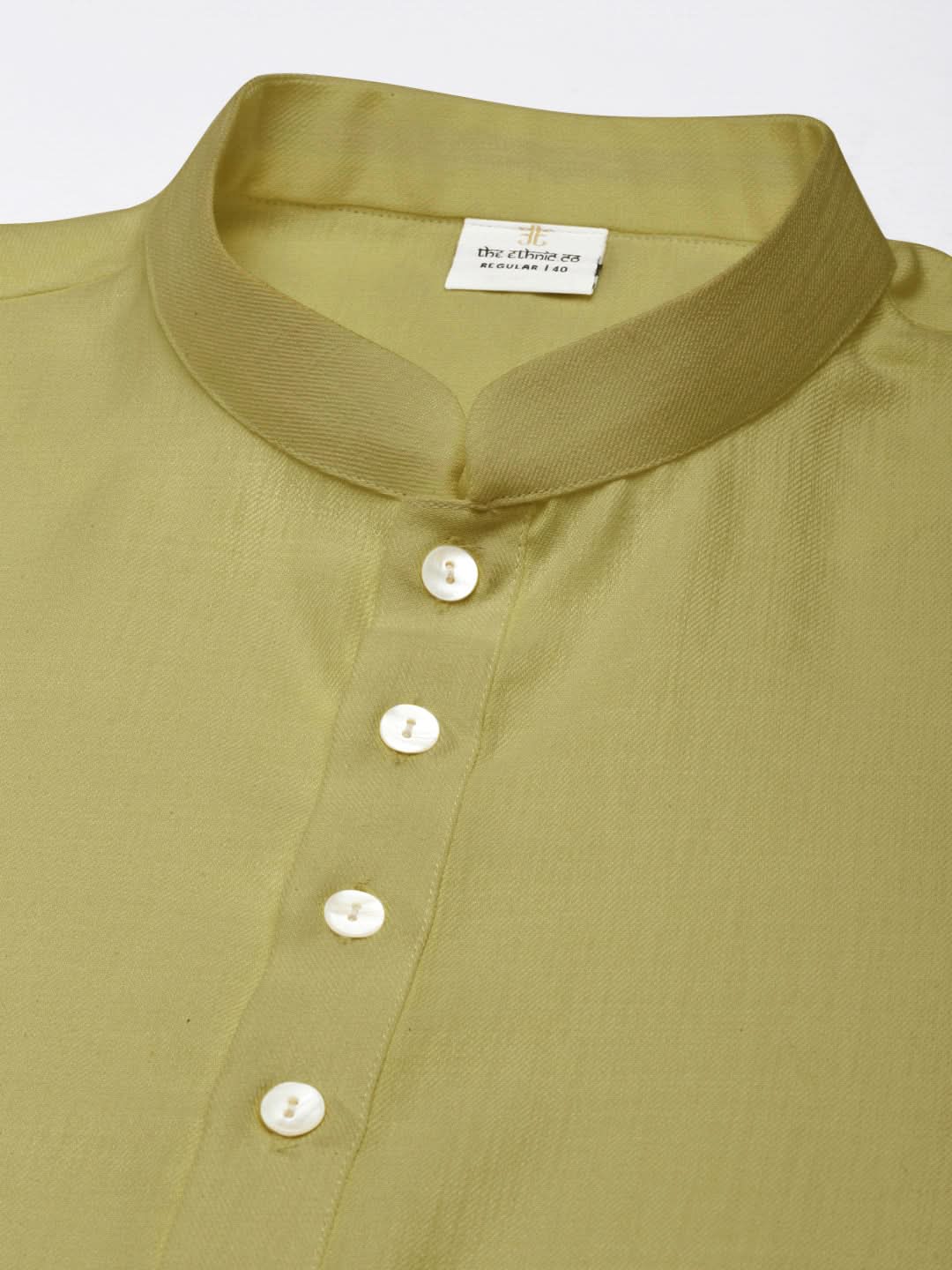 Greenish Yellow Cotton Short Kurta Set