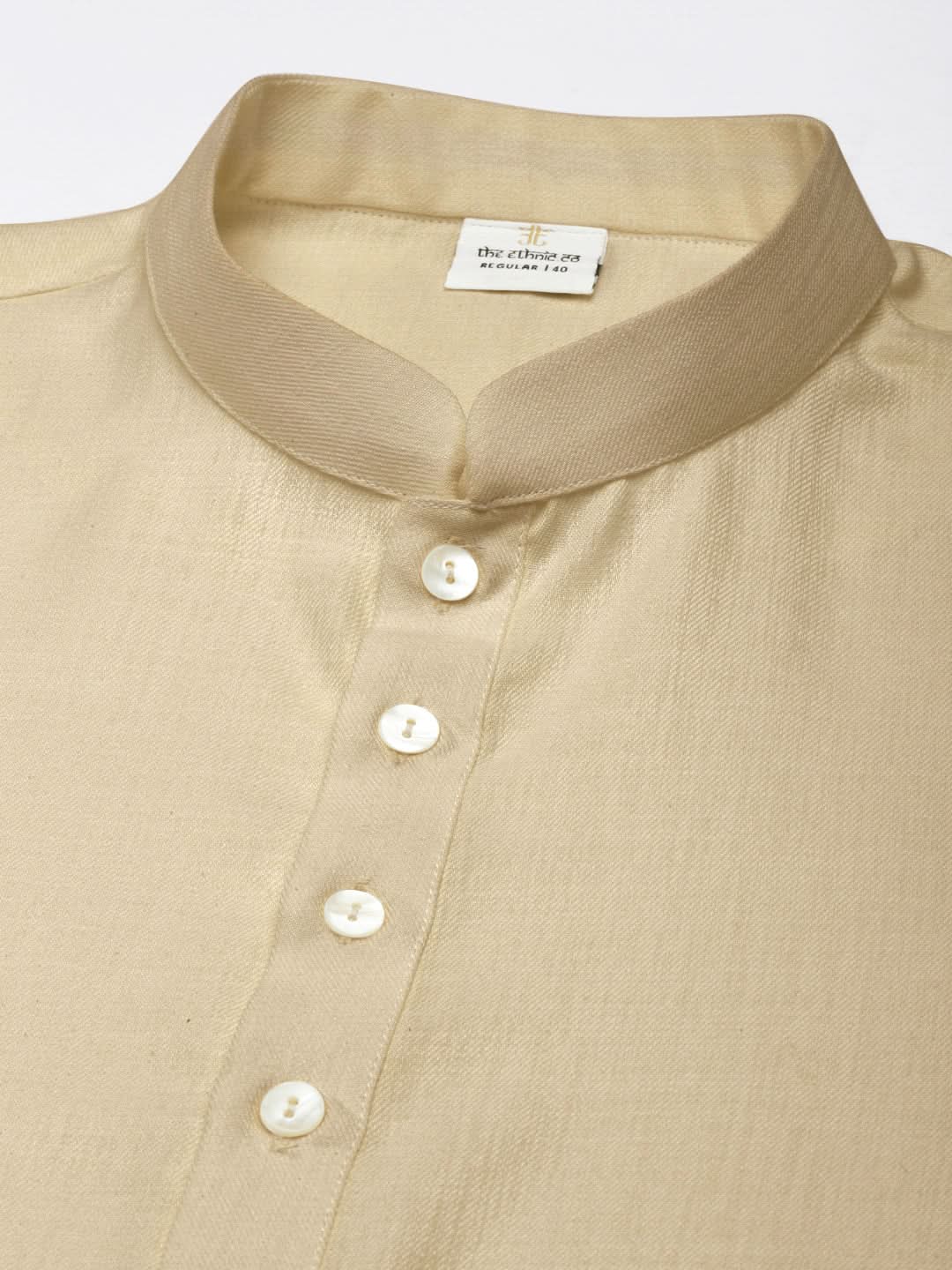 Beige Yellow Cotton Short Kurta Set