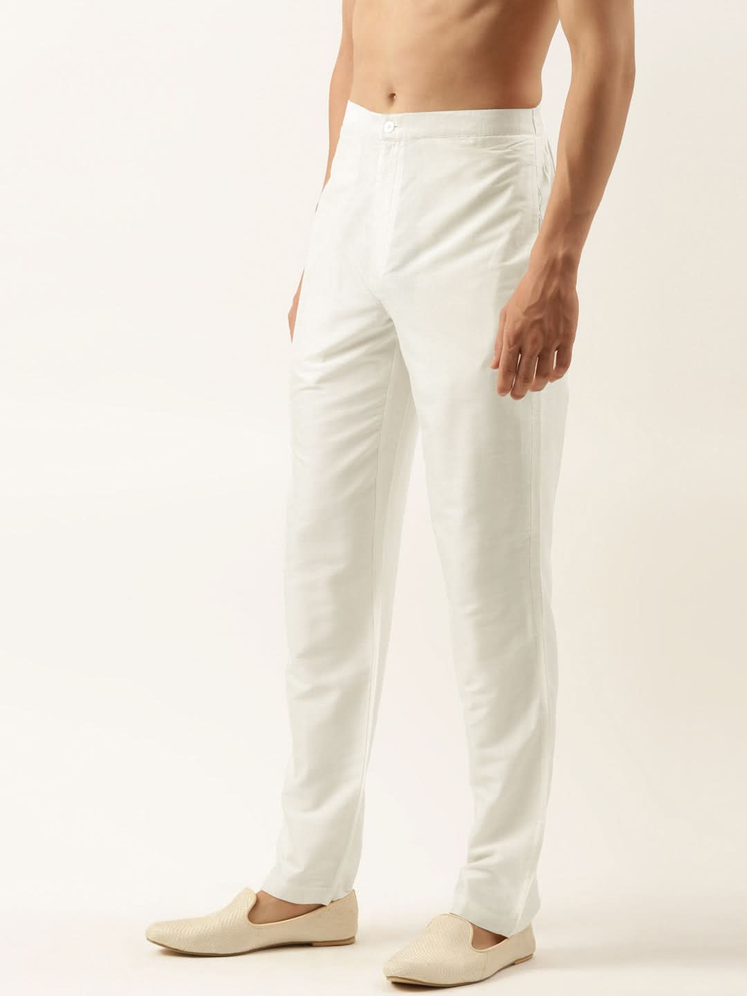 Off White Cotton Silk Pant Pajama