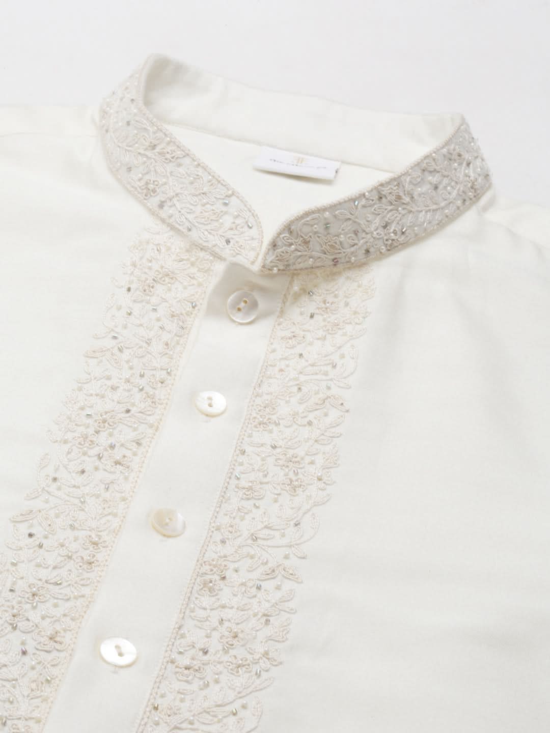 Cream Dori Embroidered  Kurta Set