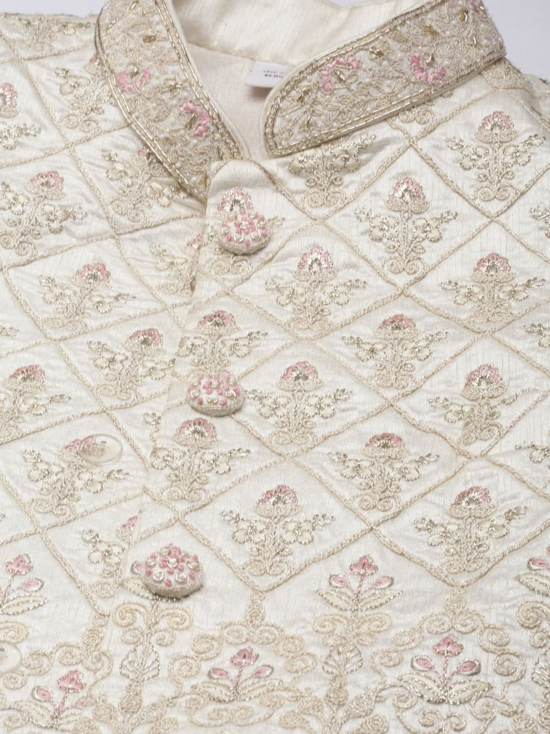Cream Embroidered  Sherwani