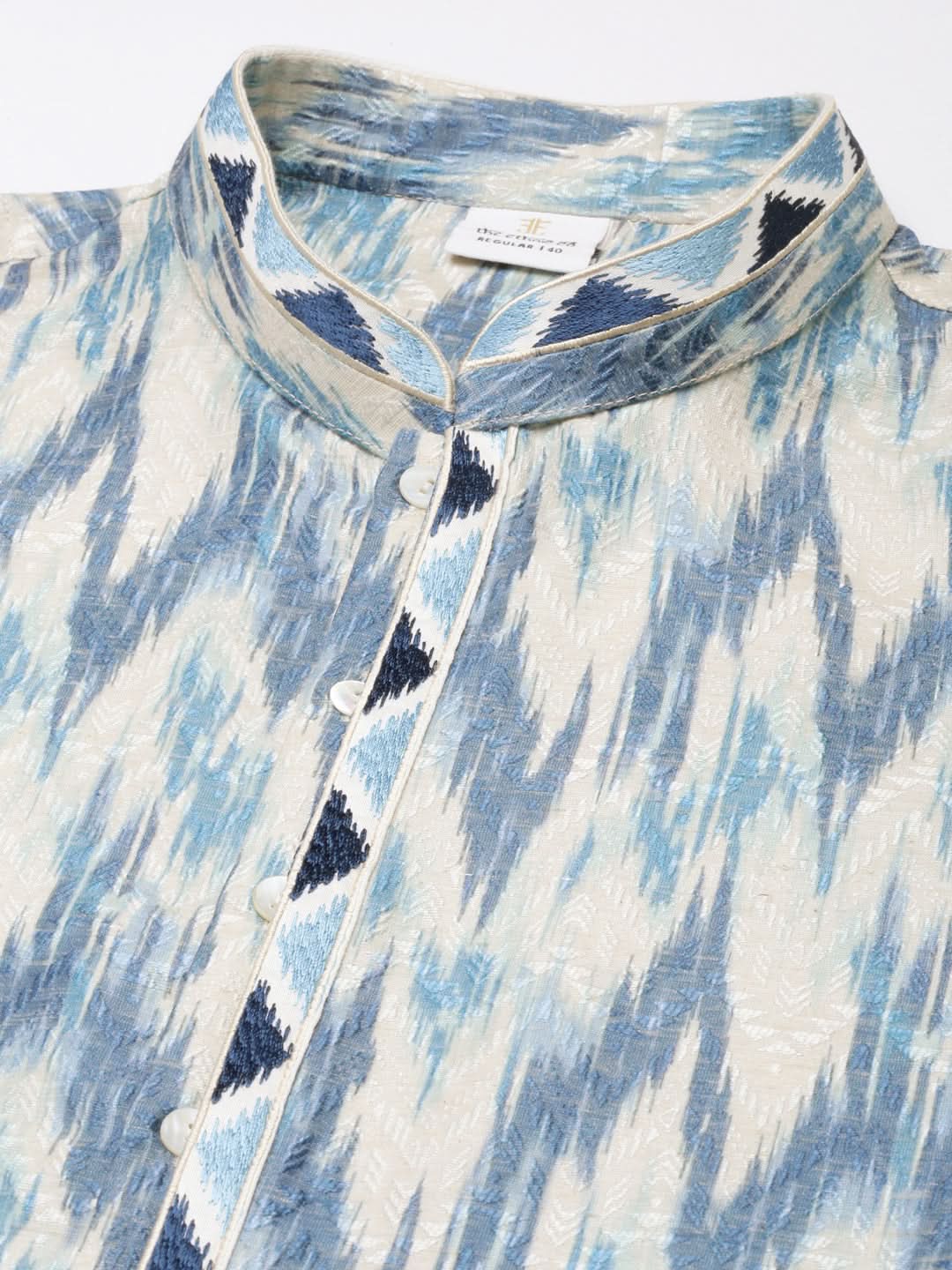 Blue Ikat  Printed Kurta Set