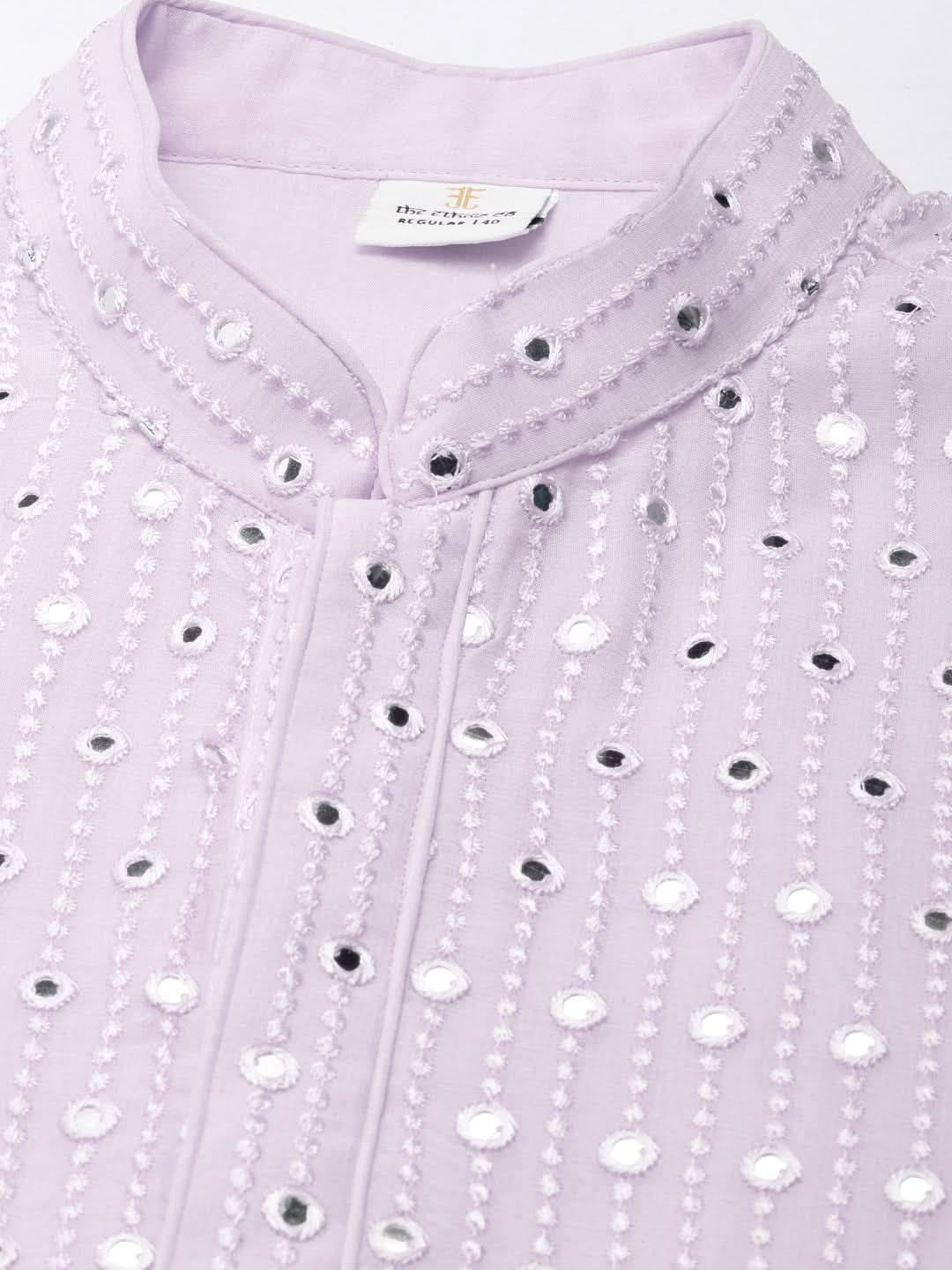 Lavender Mirror Embroidered Georgette Kurta Set