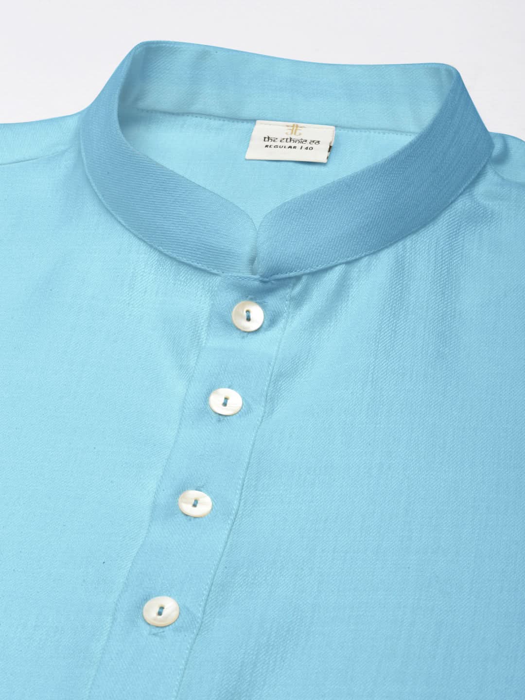 Light Blue Cotton Short Kurta Set