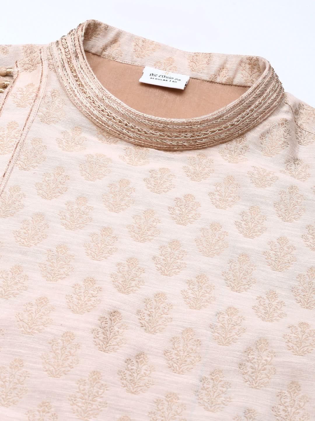 Peach Jacquard Side Placket  kurta set