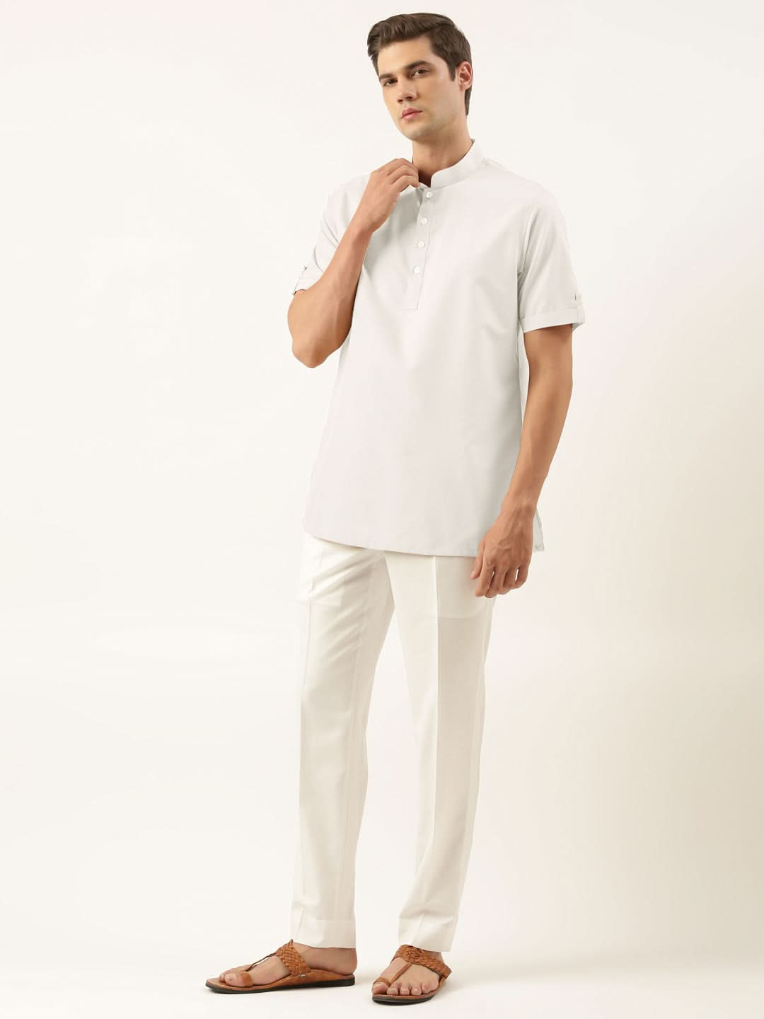 Off White Cotton Short Kurta Set
