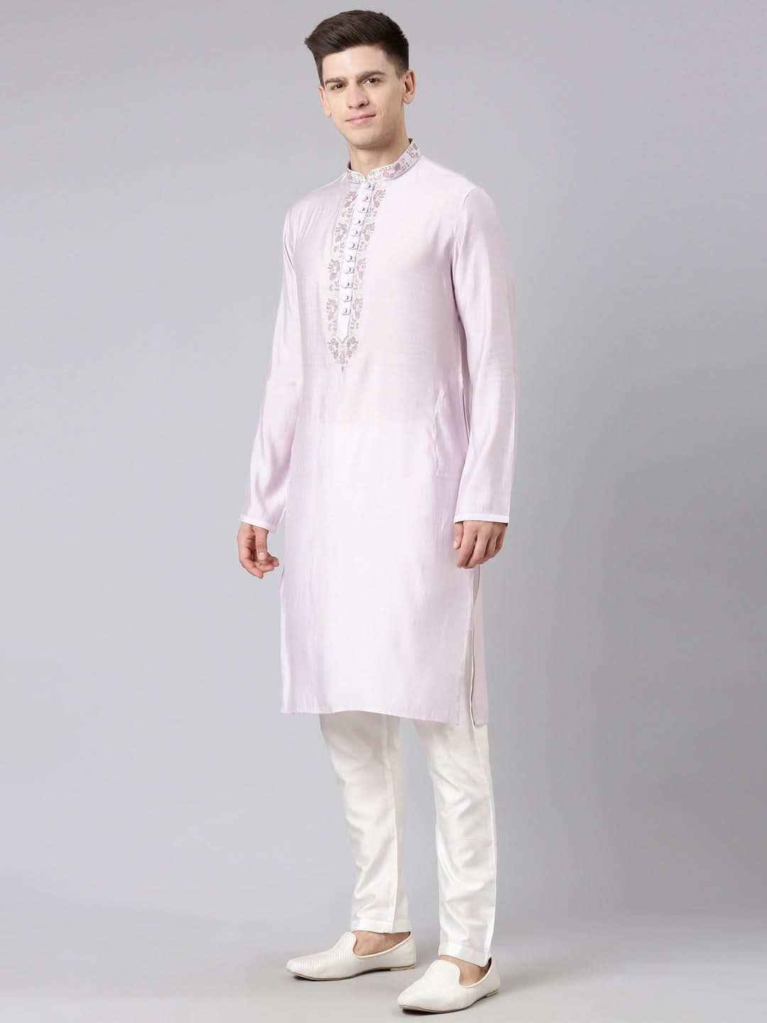 Lavender Embroidered  Kurta Set