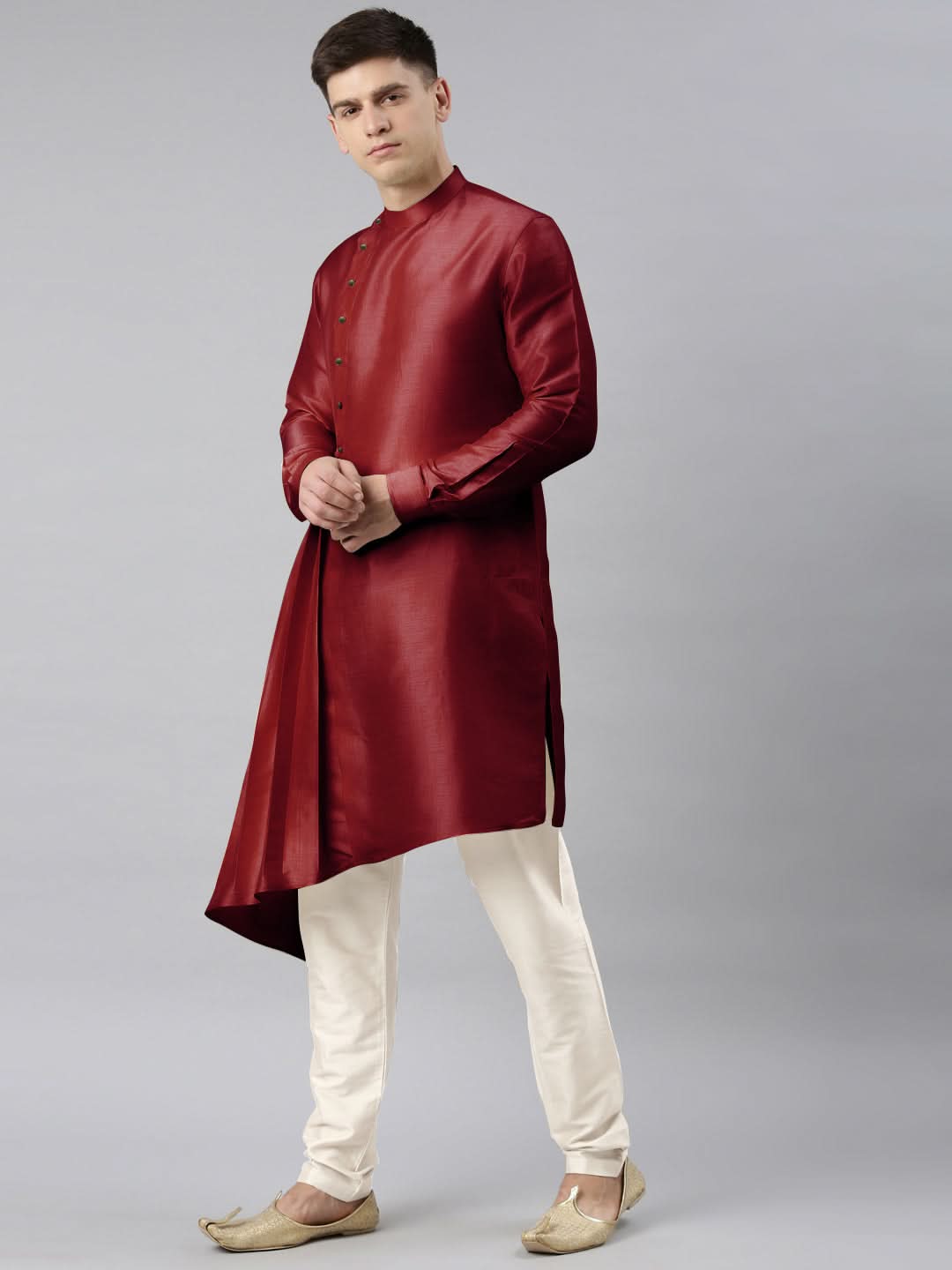 Maroon Drape Kurta Set