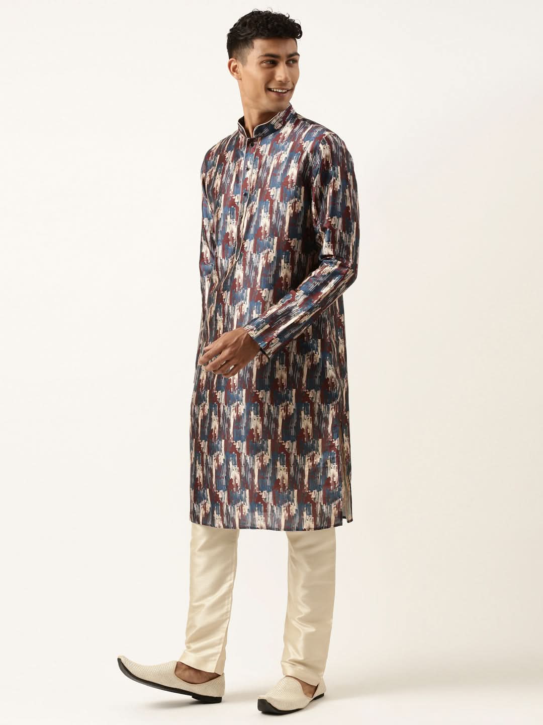 Blue Indigo abstract dabu print Kurta