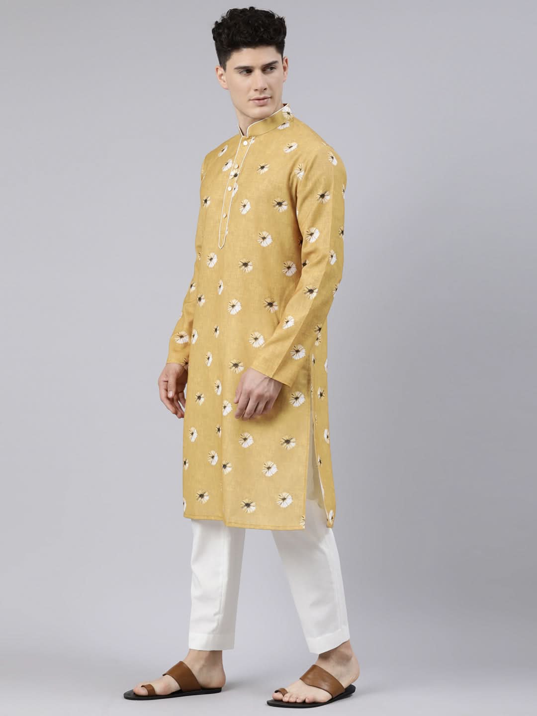 Mustard Bandhani Kurta Set