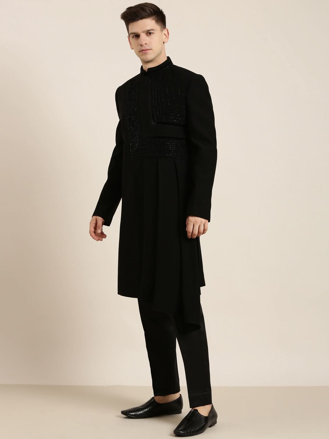 Black Draped  Embroidered  Indowestern