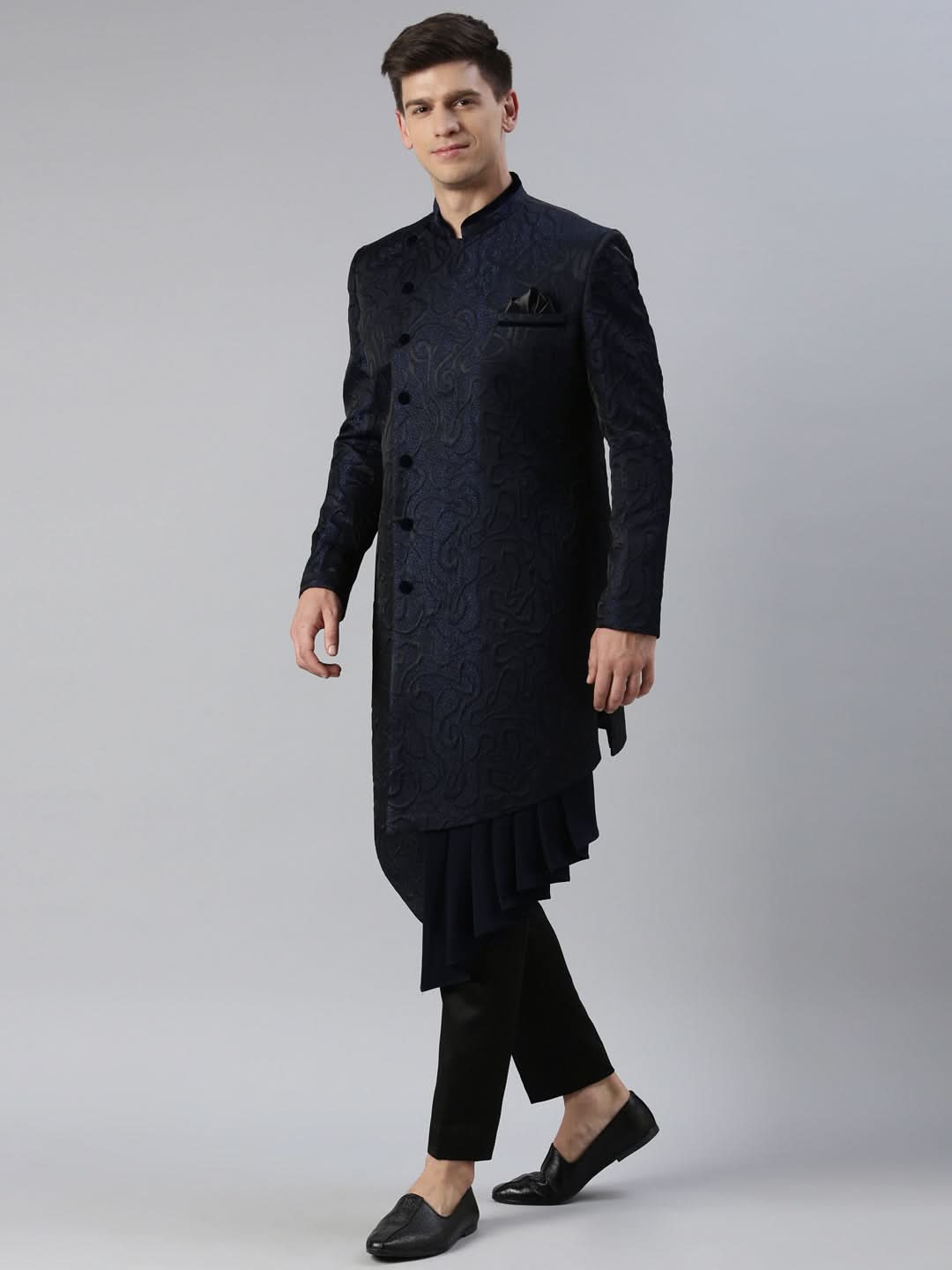Blue Black Jacquard Indo  Set