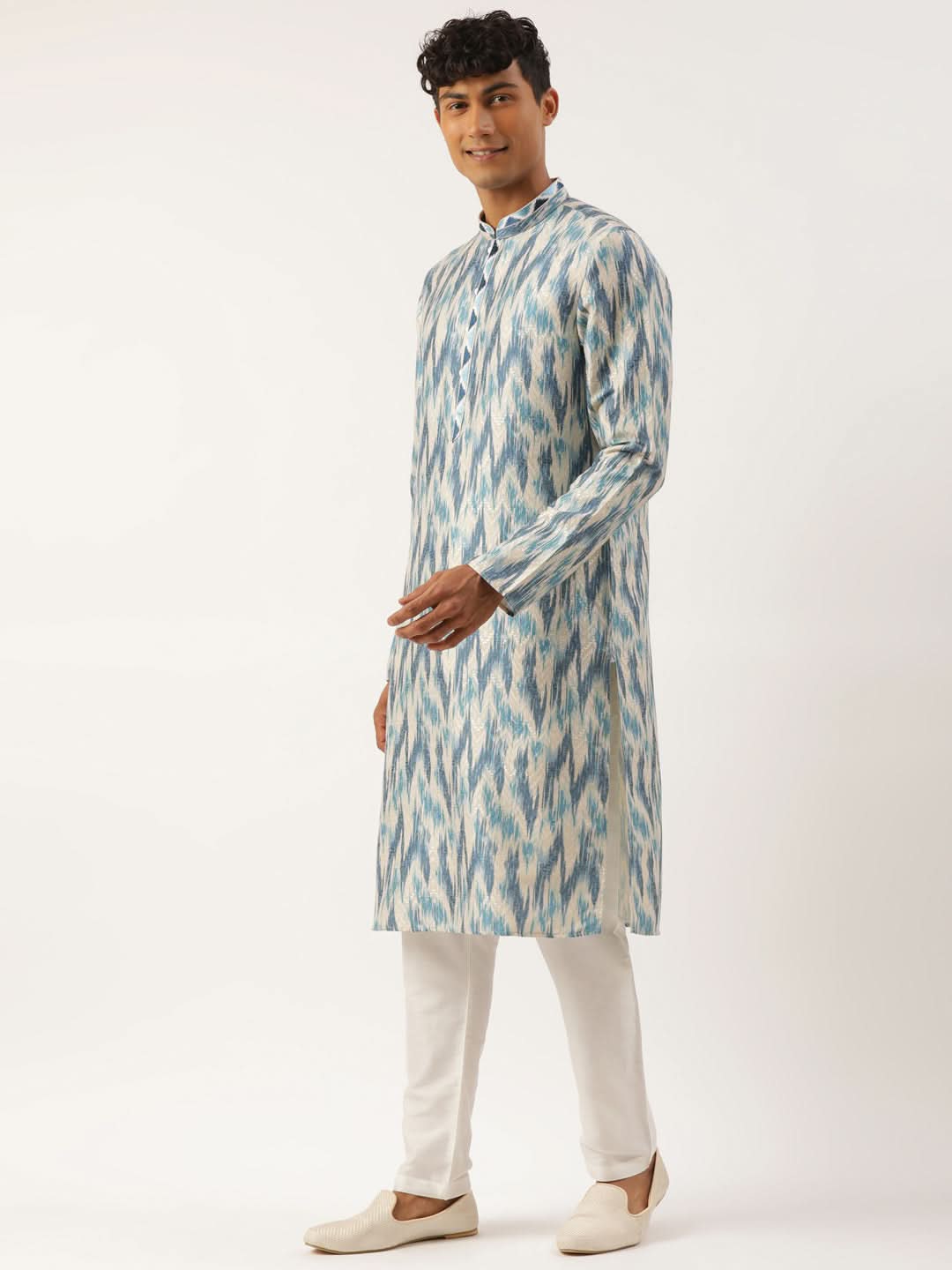 Blue Ikat  Printed Kurta Set