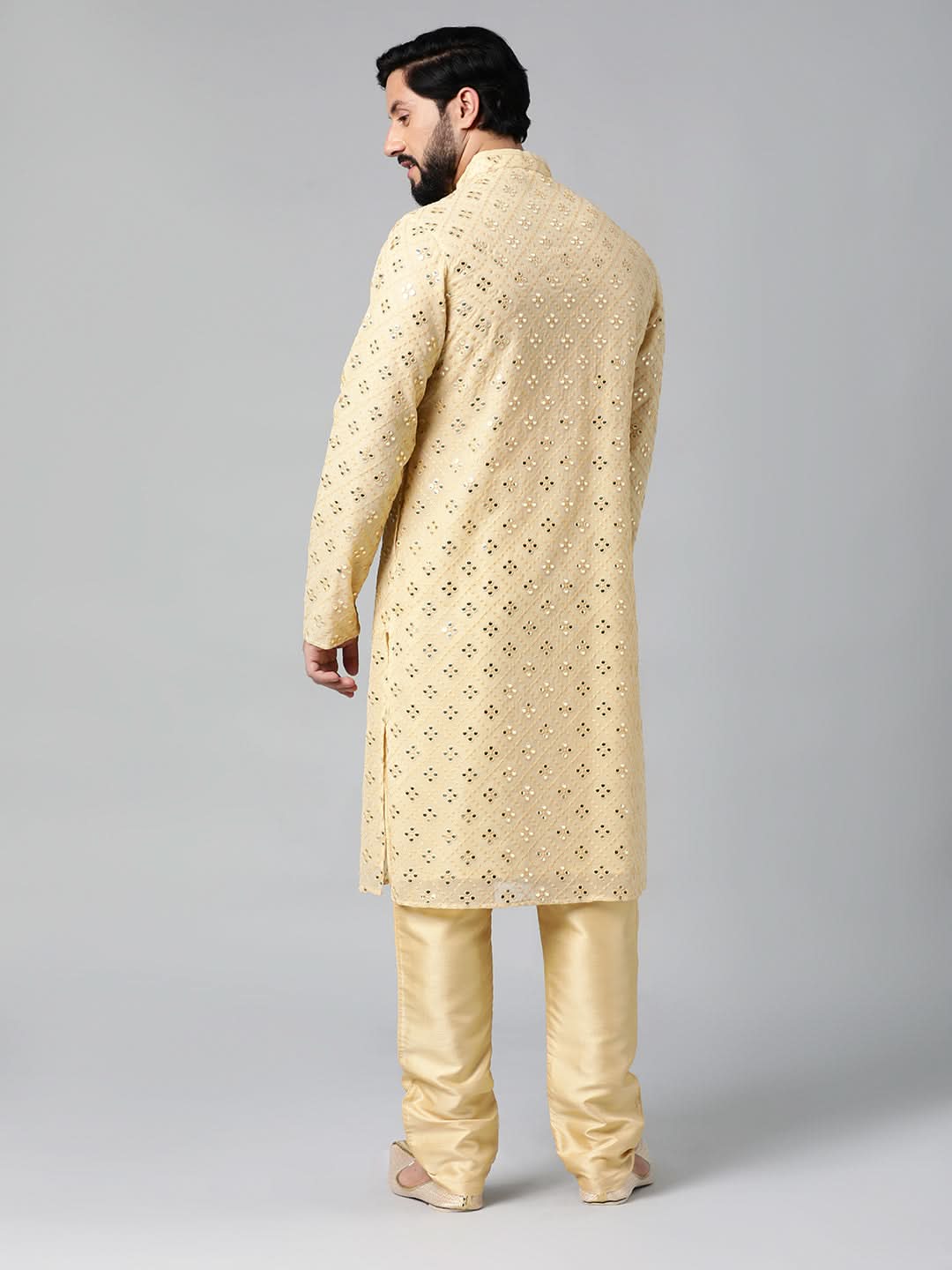 Gold Mirror  Embroidery Kurta Set