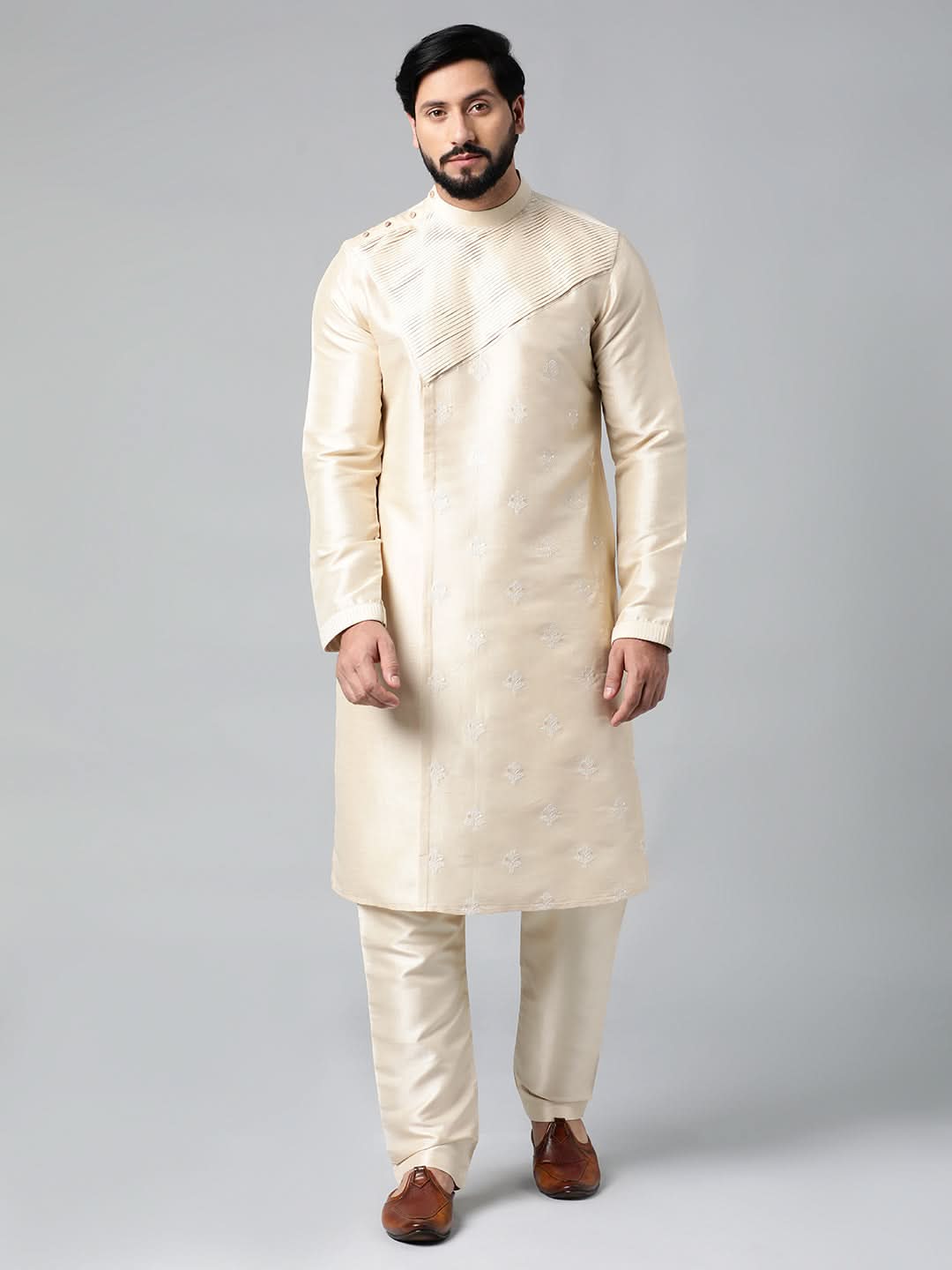 Beige  Embroidery Kurta Set