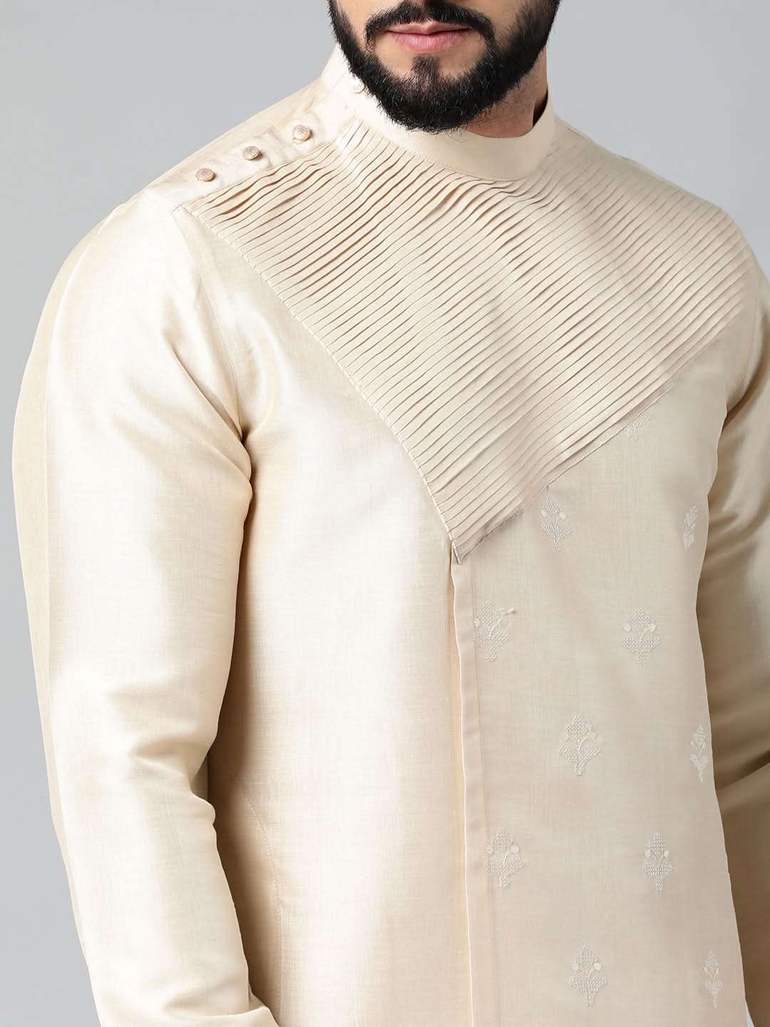 Beige  Embroidery Kurta Set