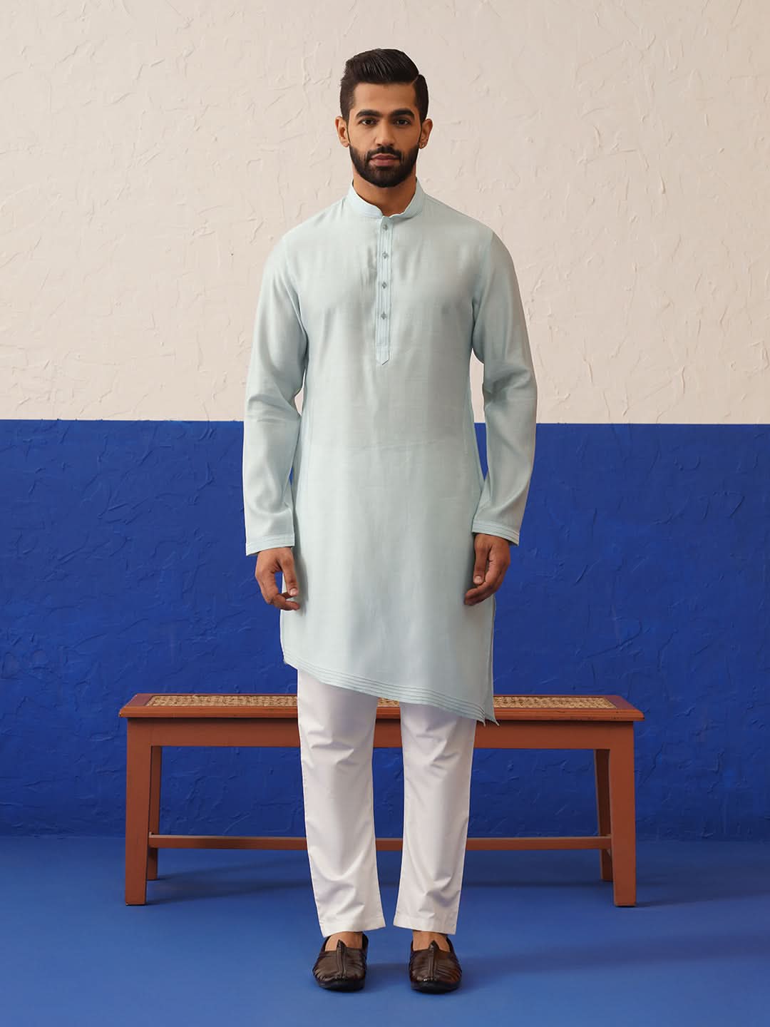Ivory Grey Embroidered Jacket Kurta Set