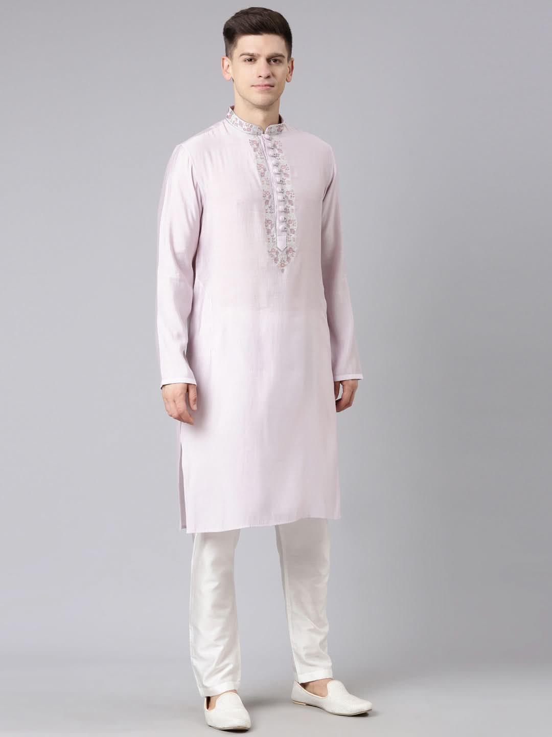 Lavender Embroidered  Kurta Set