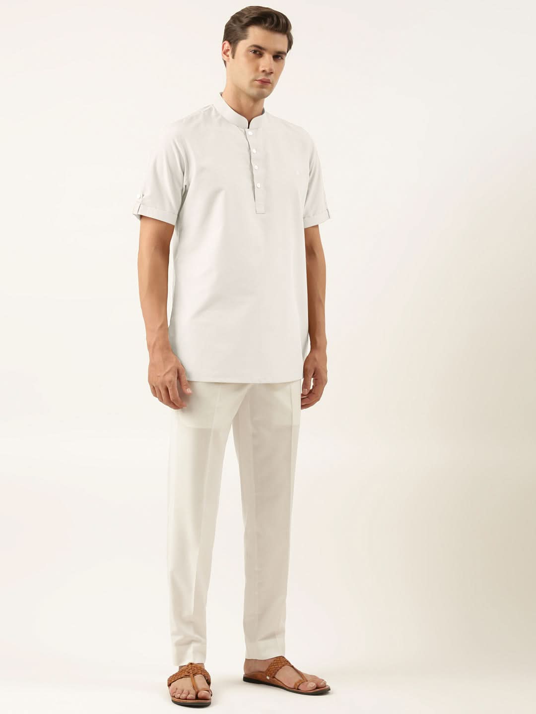 Off White Cotton Short Kurta Set
