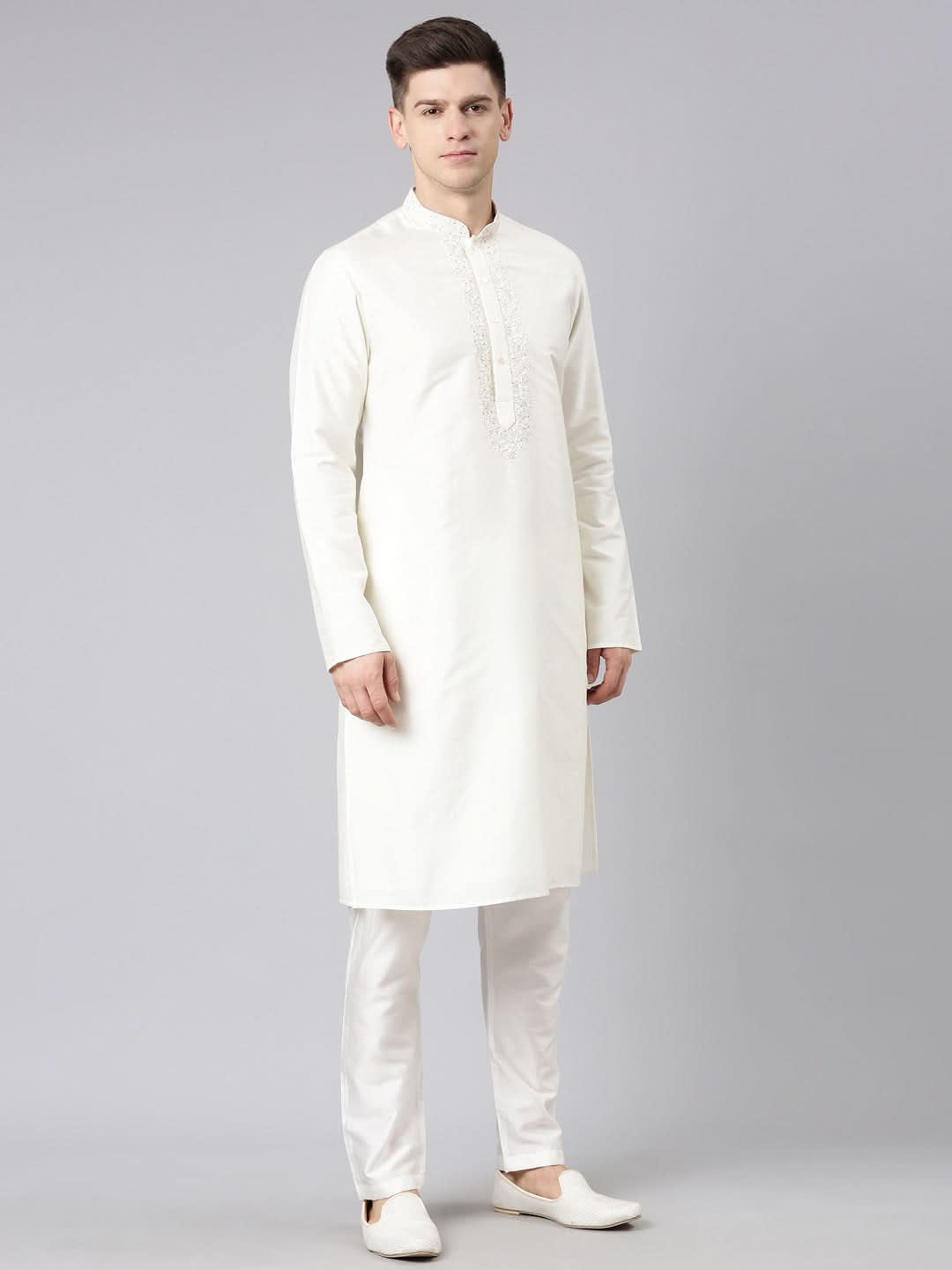 Cream Dori Embroidered  Kurta Set