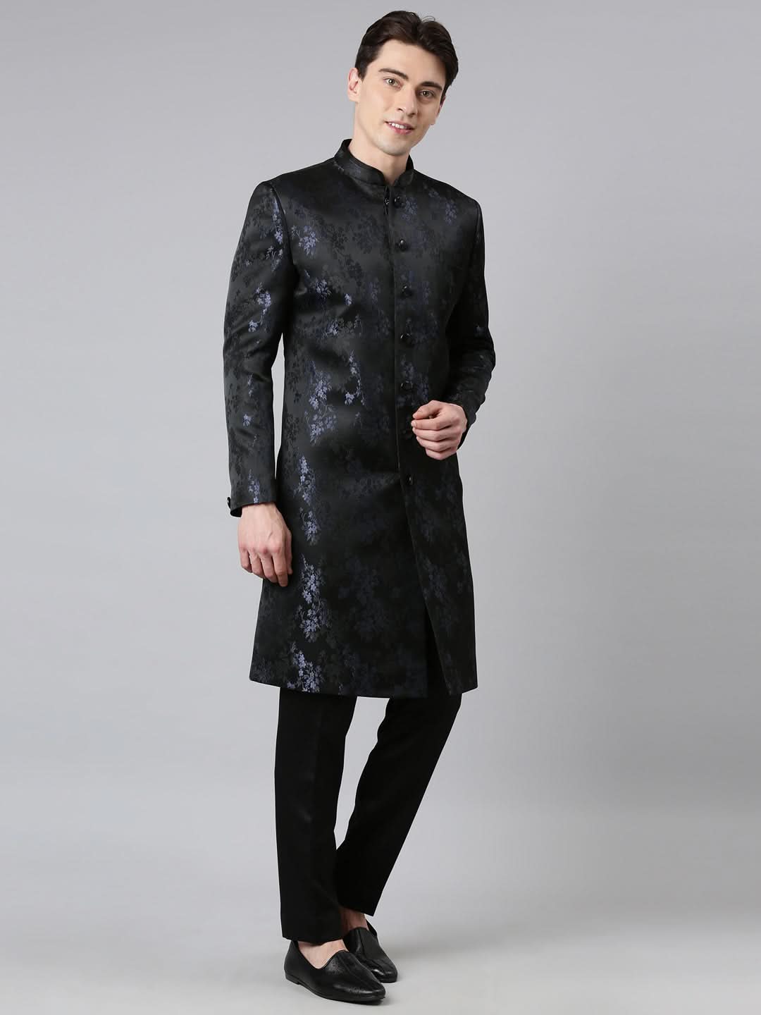 Blue Black Jacquard Indo Set