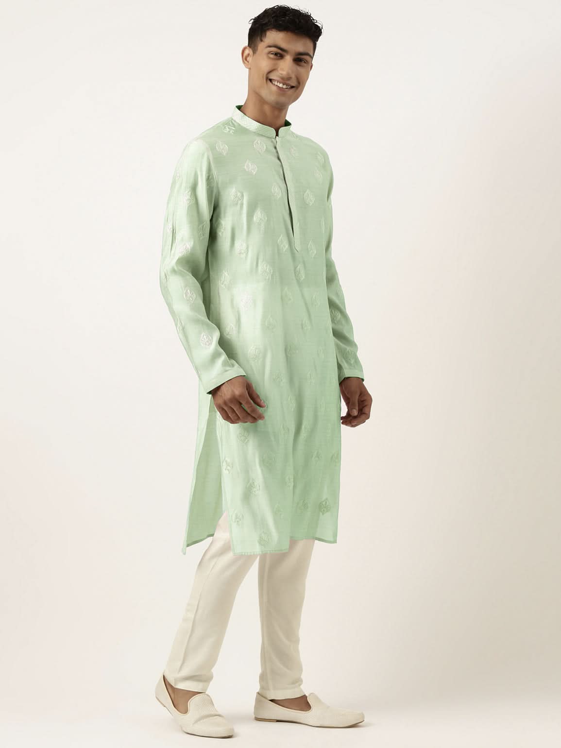 Light Green Embroidered Kurta Set