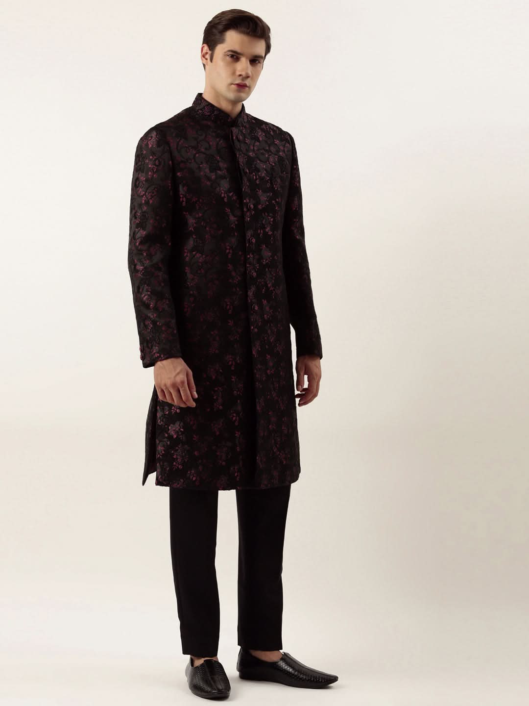 Wine Cord dori embroidered Indowestern