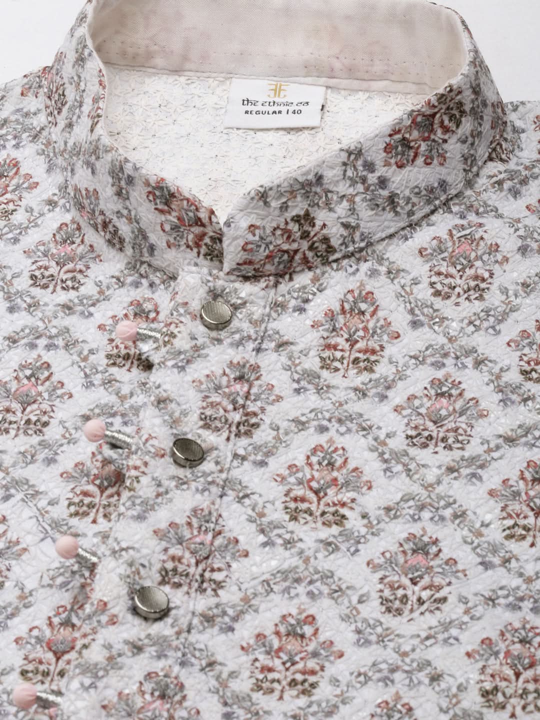 White Chikankari Printed Kurta Set