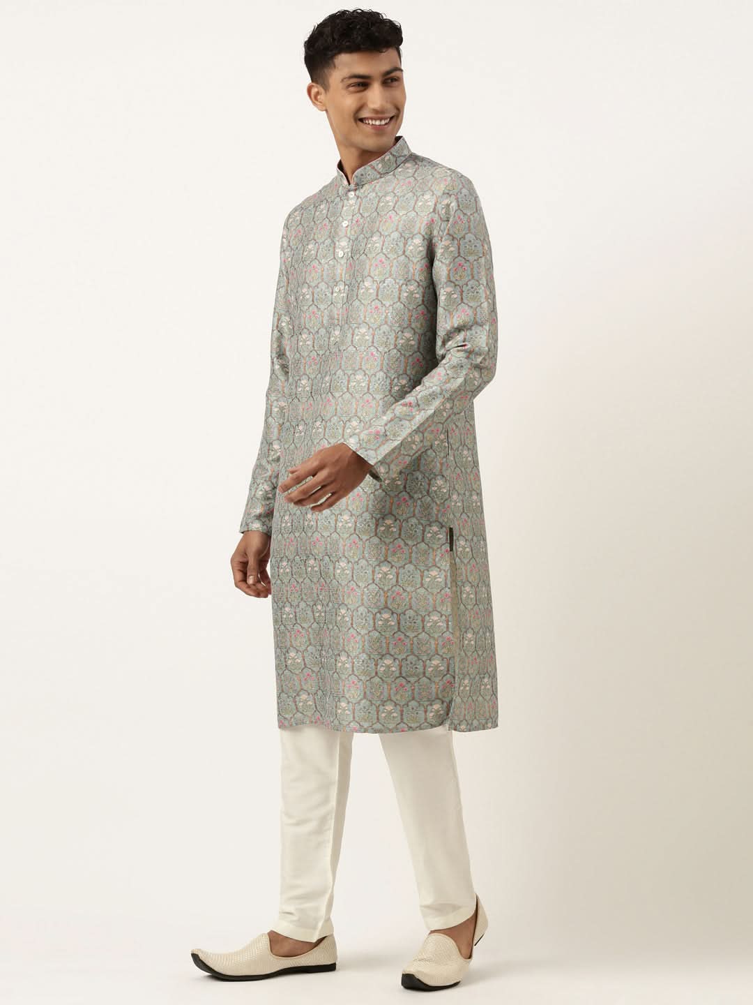 Teal Printed Kurta Set