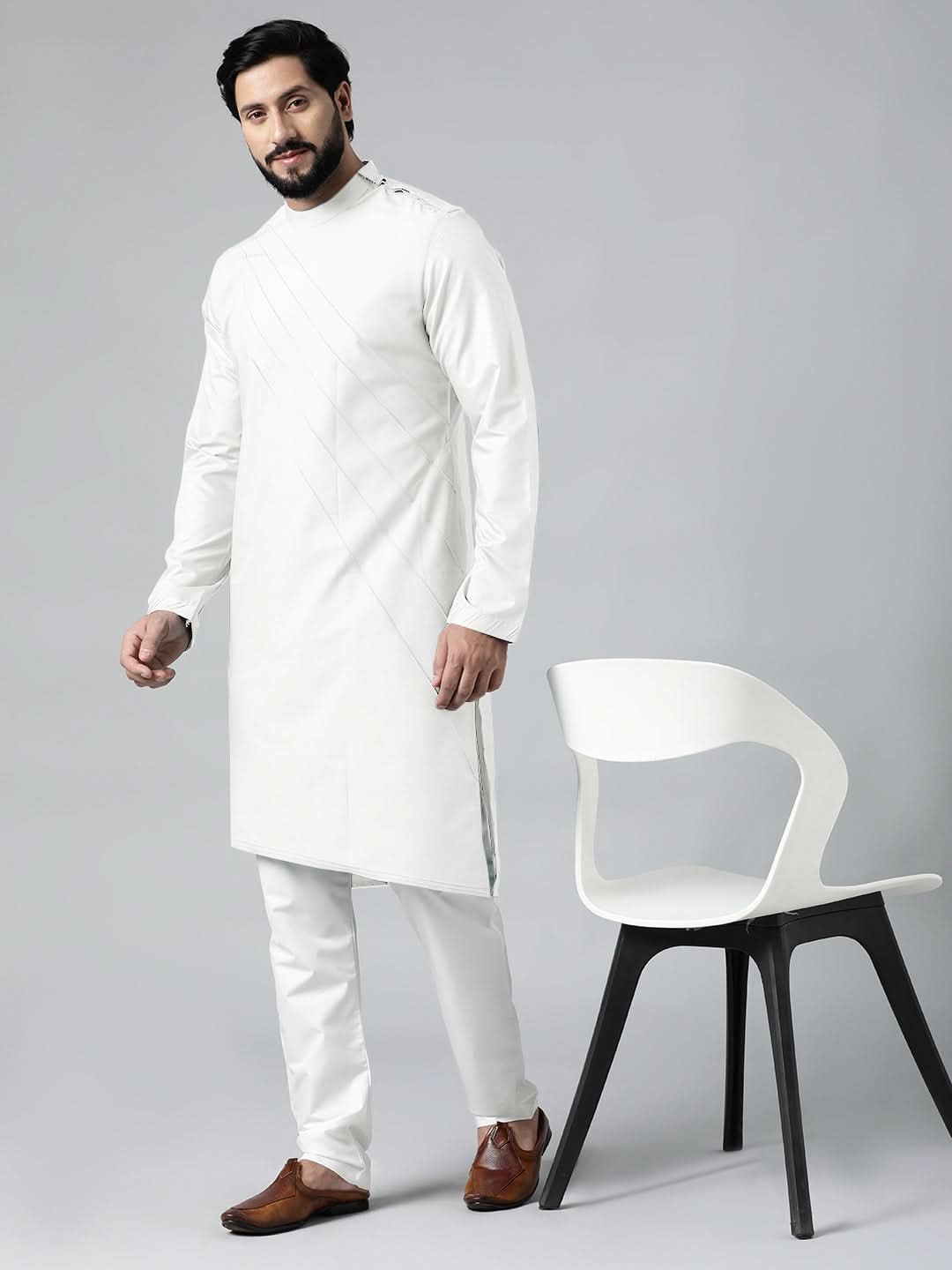 Off White Pintux kurta Set