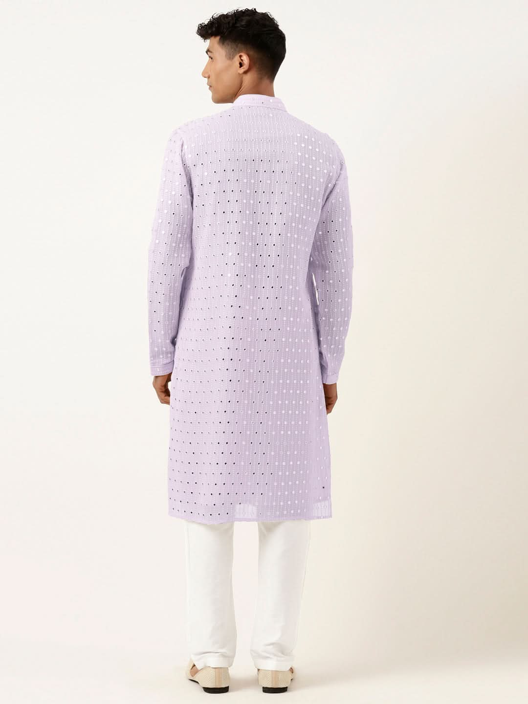 Lavender Mirror Embroidered Georgette Kurta Set