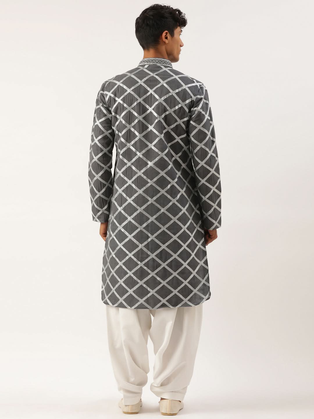 Grey Gota Embroidery Kurta Set