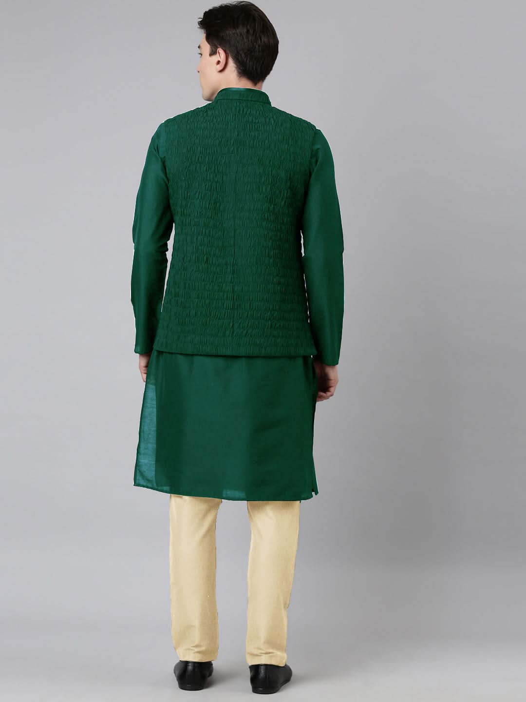 Green Ruching Jacket Kurta Set