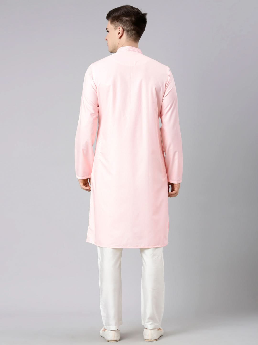 Pink Cotton Dori Embroidery Kurta Set