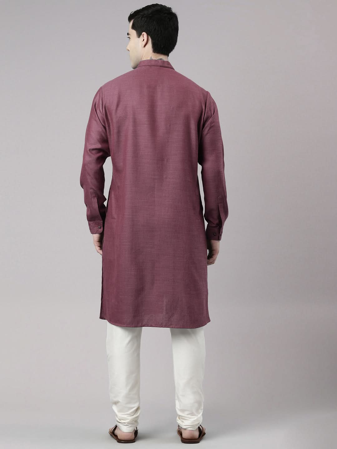 Wine Angrakha Kurta Set
