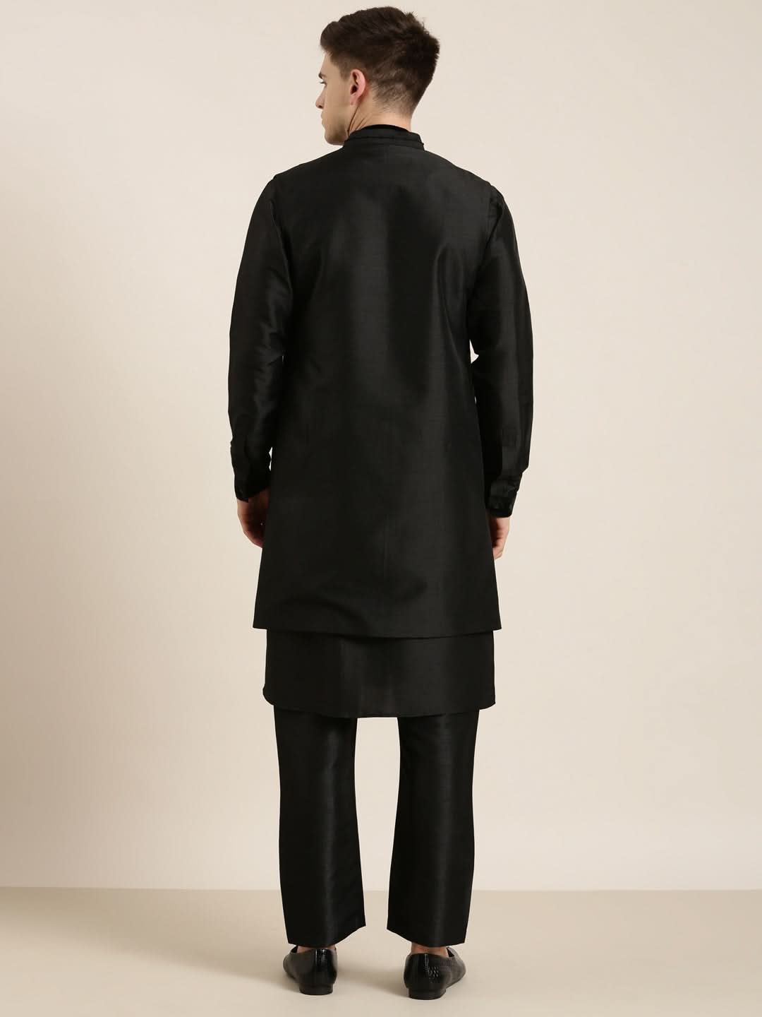 Black Long Jacket Kurta Set