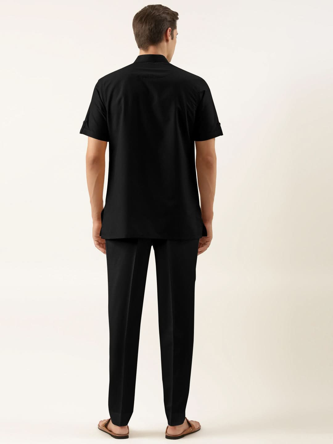 Black Cotton Short Kurta Set