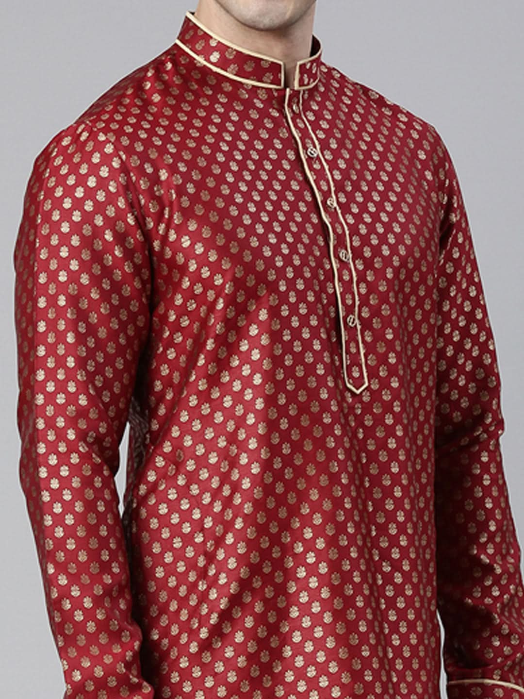 Scarlet Red Banarasi Fesive Kurta Set