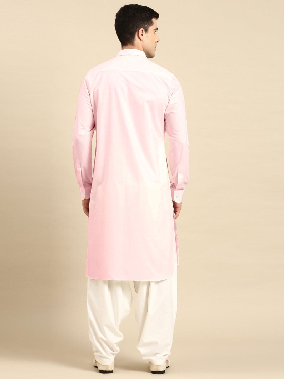 Light Pink Fine Cotton Pathani With Salwar