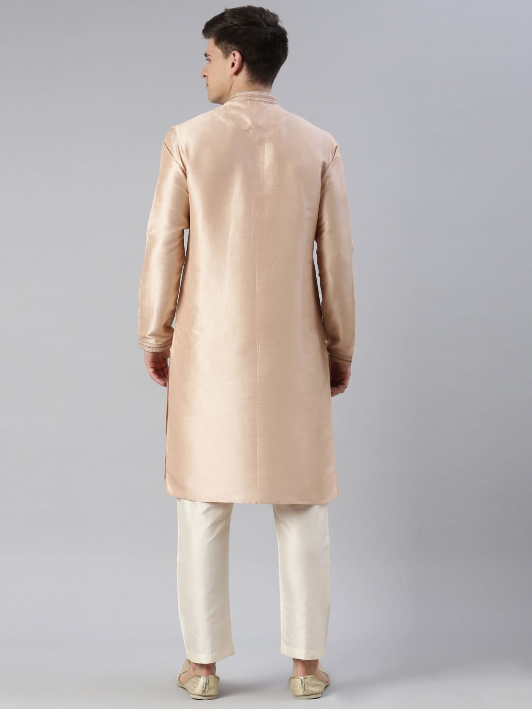 Peach art Silk embroidered kurta Set